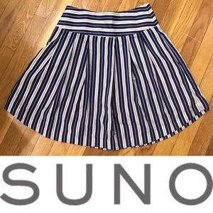 SUNO STRIPED A LINE SKIRT WITH SIDE ZIP
